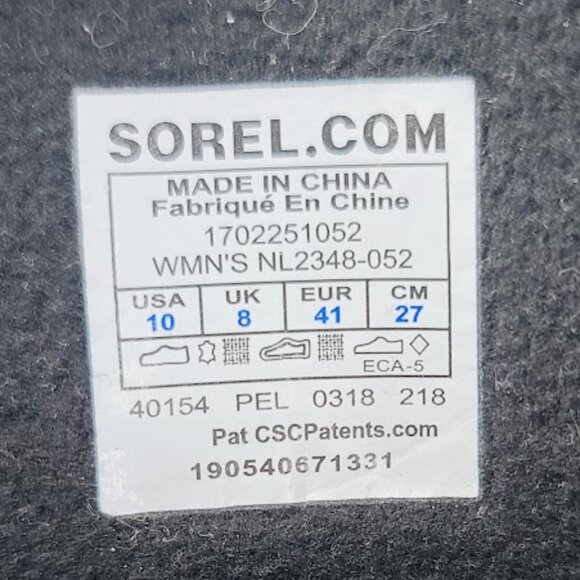 Sorel Women's Grey Black Slimpack II Lace Up Waterproof Winter Boots Size US 10 - Picture 6 of 6